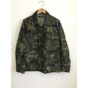 AMIRI Camo Crystal Heart Paint Splatter Field Military Jacket XS Made in USA